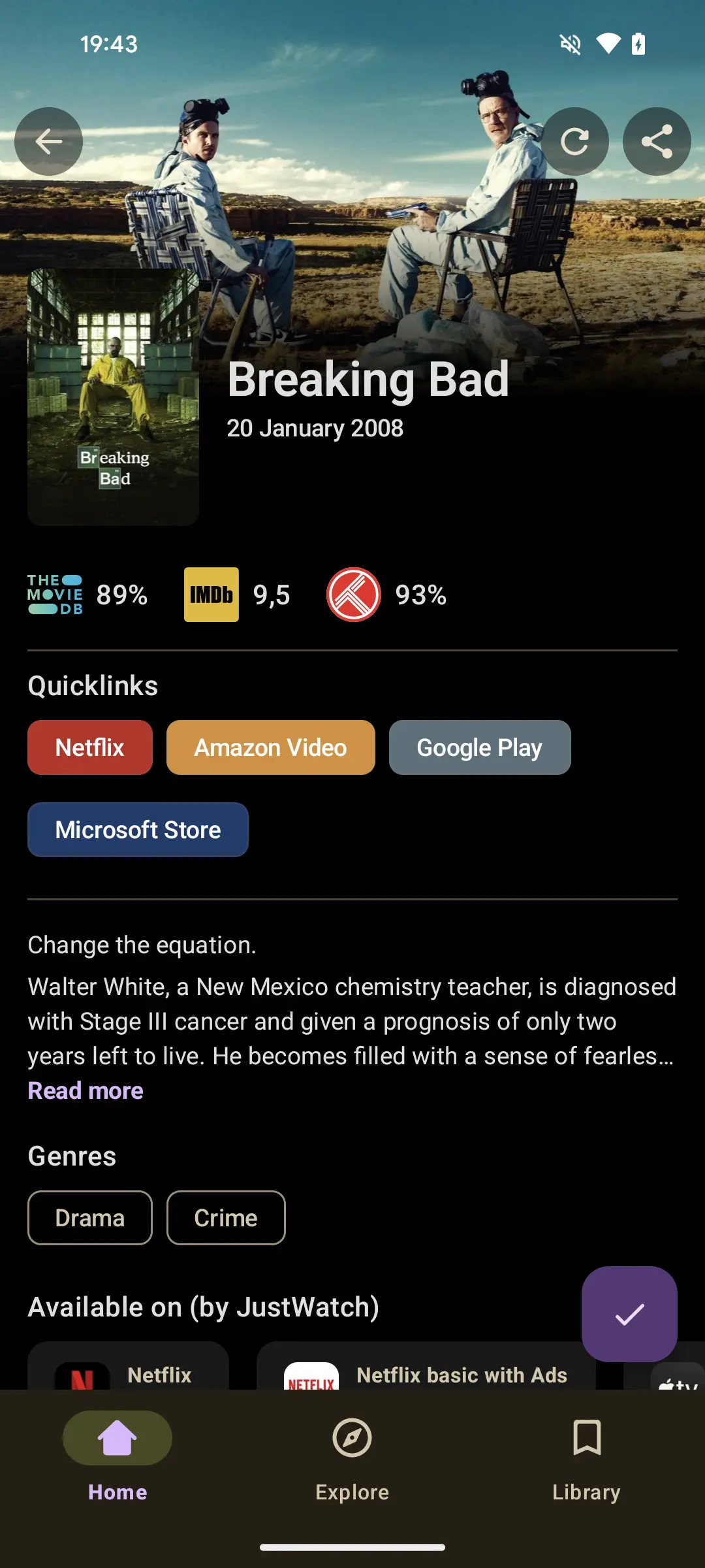 StreamGuide app interface displaying watched progress and upcoming episodes