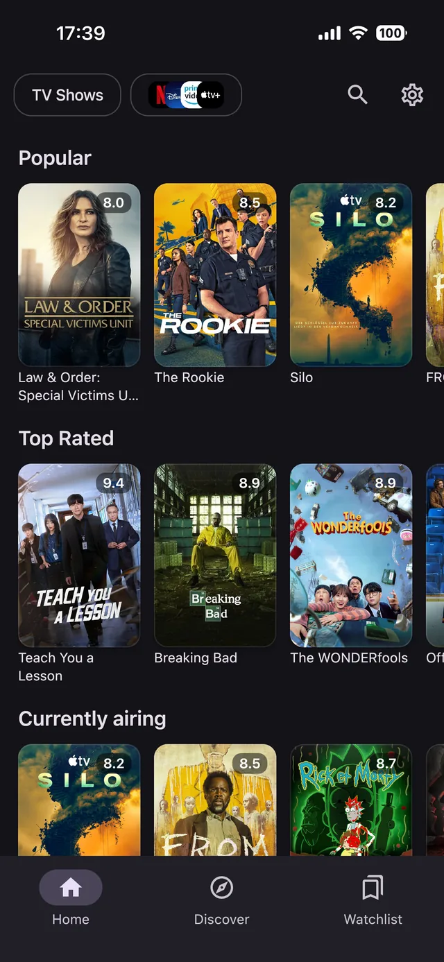 StreamGuide Home Screen